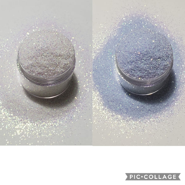 White - Periwinkle UV Glitter